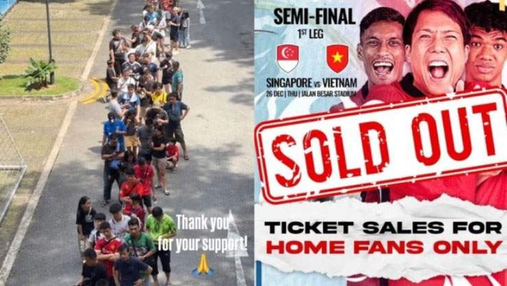 Singapore bất ngờ đổi sân trước bán kết AFF Cup, CĐV Việt Nam vất vả săn vé