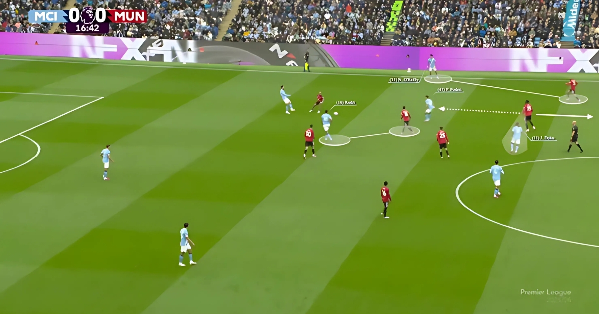 Việc Yoro dâng cao gây sức ép giúp MU có lúc cân bằng được thế trận ở giữa sân, biến cục diện từ “4 đấu 2” thành “4 đấu 3”