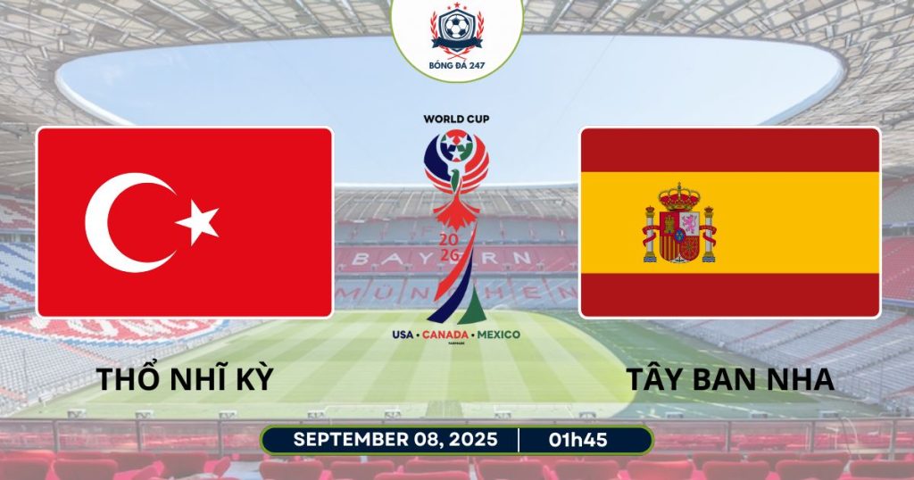 Nhận định Thổ Nhĩ Kỳ vs Tây Ban Nha, 01h45 ngày 08/09 Vòng loại World Cup 2026